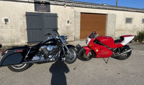 entretien complet d'une moto Harley Davidson road king 1340 dans notre garage l'atelier Riders spirit a la cote saint andré 